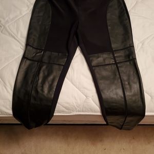 Faux leather accent leggings